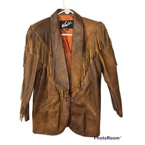 WINLIT Suede American Native Western Southwest Cowgirl Jacket Fringe Vintage